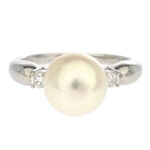 Tasaki Ring Pt900 Pearl Diamond Silver #49 125155